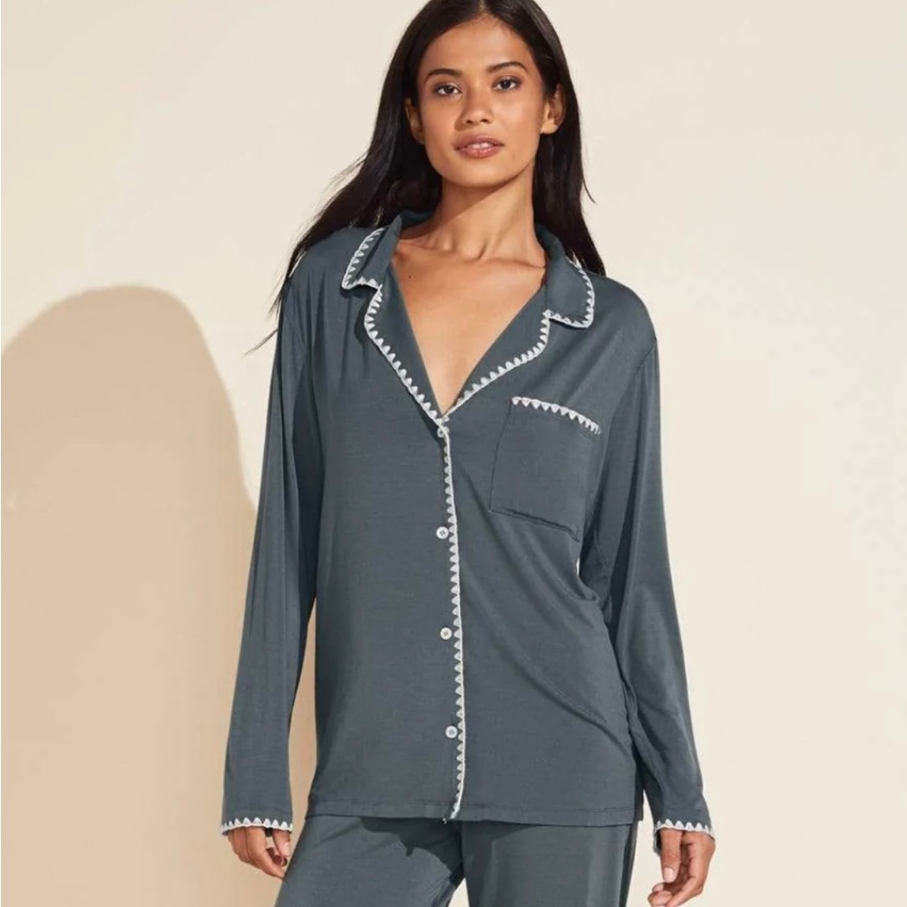 Eberjey Frida TENCEL™ Modal Long PJ Set - Kelp/Bone